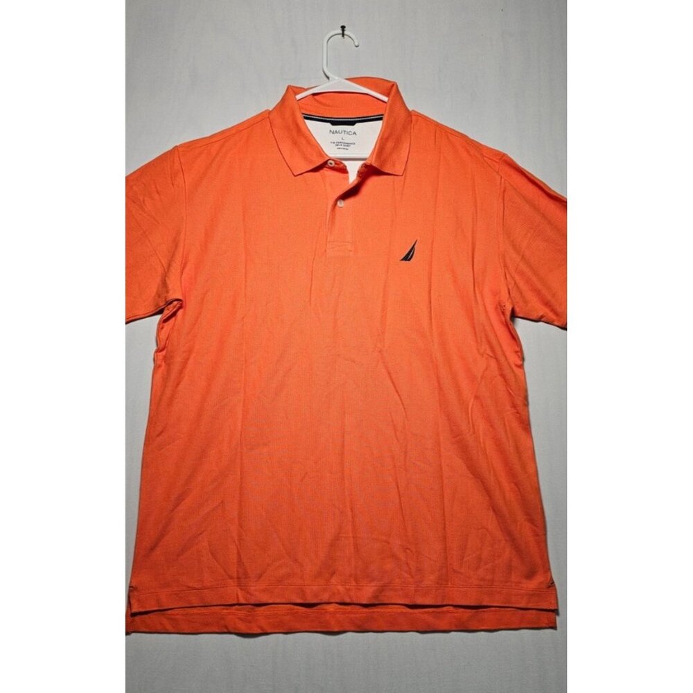 Nautica Polo Shirt Men’s Large Orange Short Sleeve Collared Top New without Tags